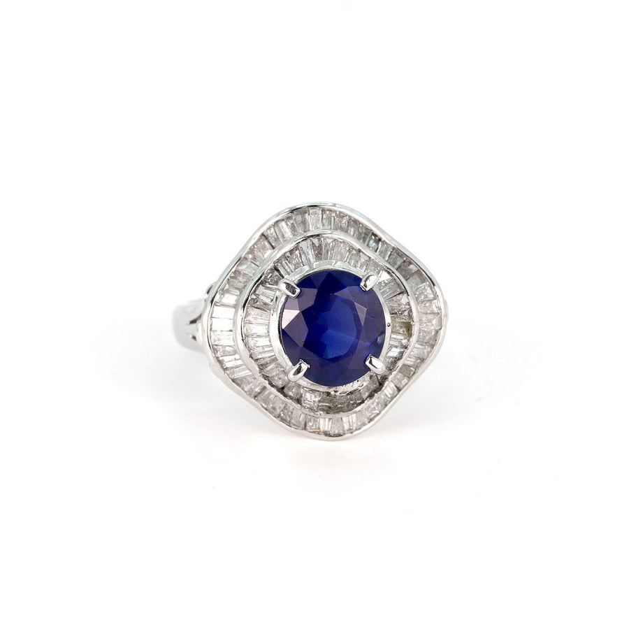 Platinum 900 1.9ct Gemstone & Diamond Ring – Pre-Loved