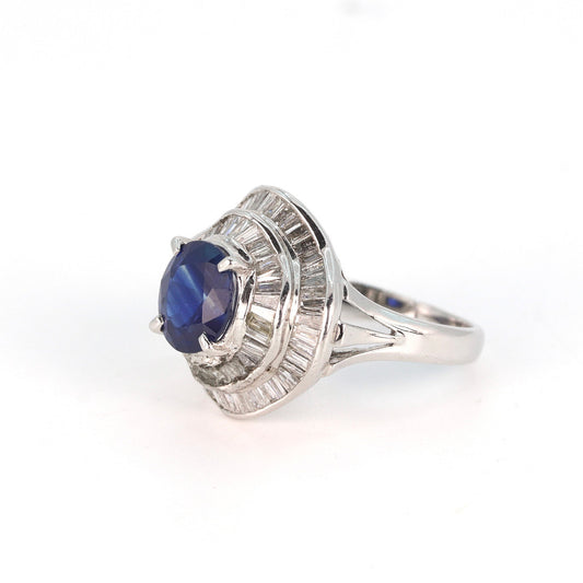 Platinum 900 1.9ct Gemstone & Diamond Ring