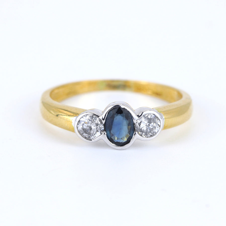 18K White & Yellow Gold 0.25ct Sapphire & Diamond Ring – Pre-Loved