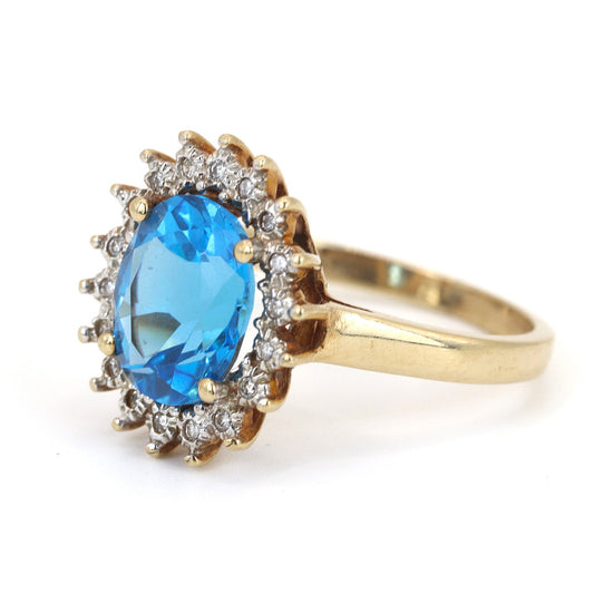 14K Yellow Gold Topaz & Diamond Ring