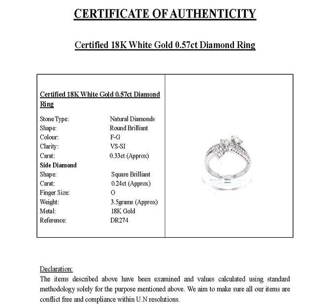 18K White Gold 0.57ct Diamond Ring (DR274) – Pre-Loved