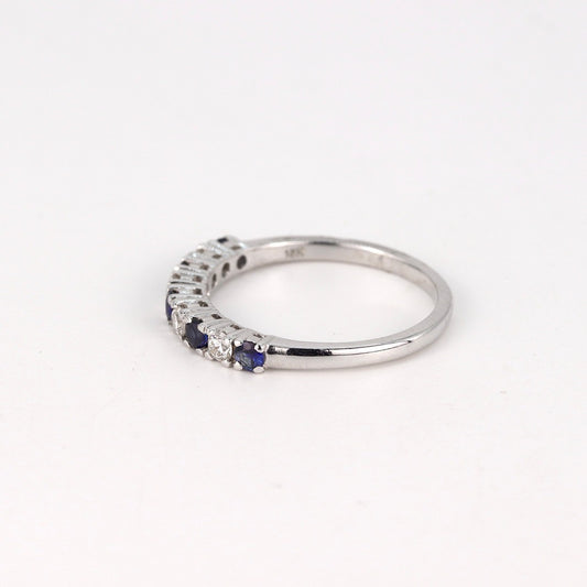 Uk Hallmarked 18K White Gold Gemstone & Diamond Ring