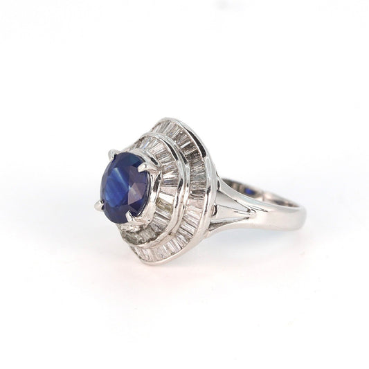Platinum 900 1.9ct Gemstone & Diamond Ring