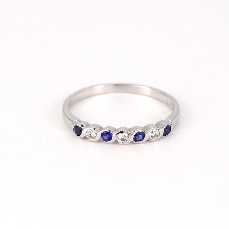 Uk Hallmarked 18K White Gold Gemstone & Diamond Ring