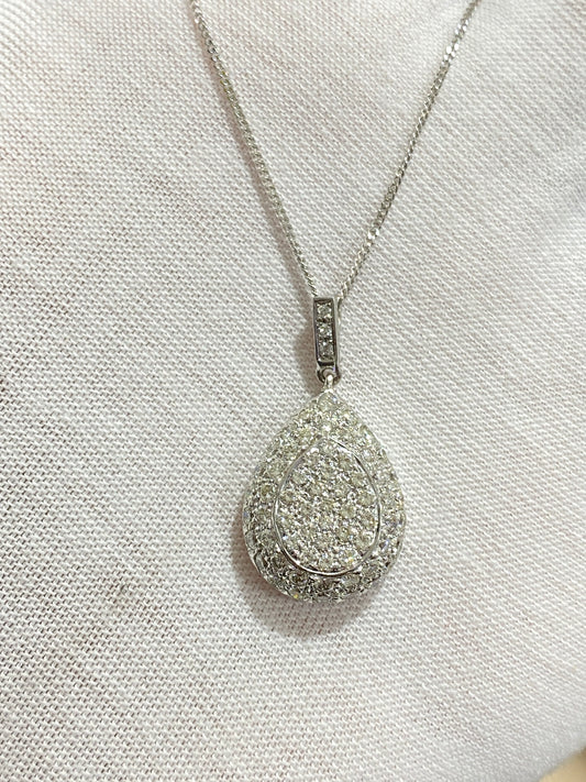 18K White Gold 0.99ct Diamond Pendant