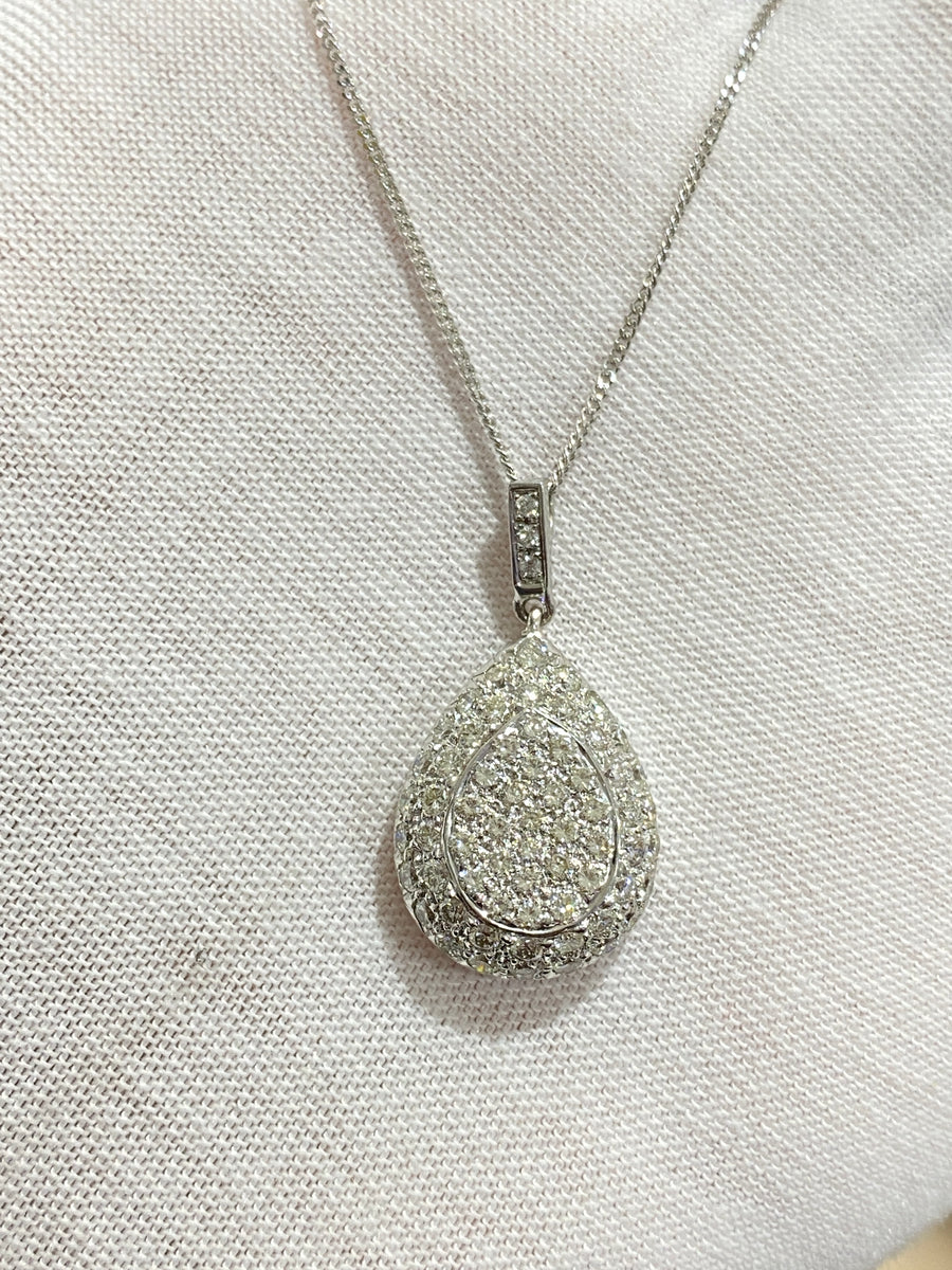 18K White Gold 0.99ct Diamond Pendant – Pre-Loved