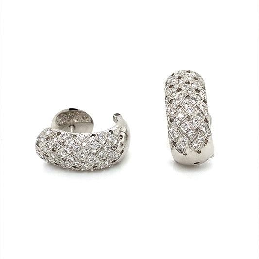 18K White Gold 1ct Diamond Hoop Earrings