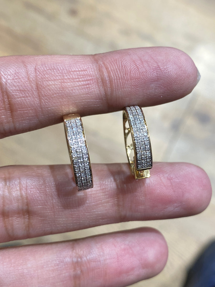 9K Yellow Gold 0.48ct Diamond Hoop Earrings – Pre-Loved