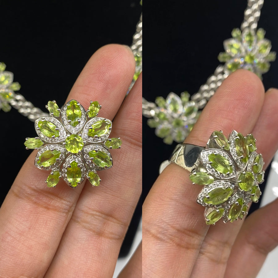 18K White Gold 5.75ct Peridot & Diamond Ring – Pre-Loved
