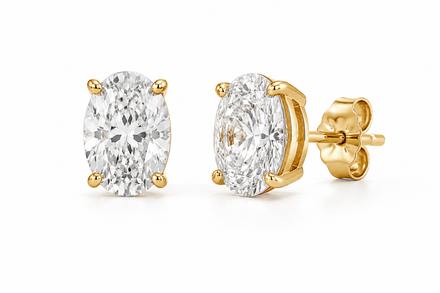Oval Diamond Stud Earrings