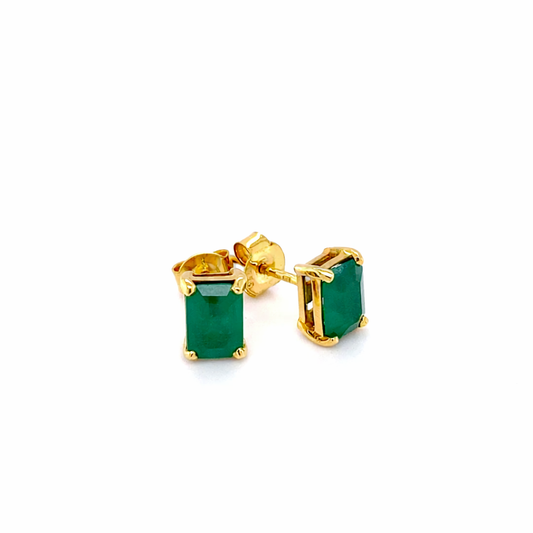 18K Yellow Gold 1.63ct Emerald Earrings