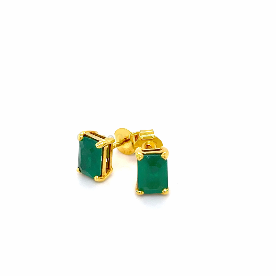18K Yellow Gold 1.63ct Emerald Earrings