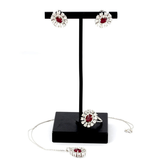 18K White Gold Gemstone & Diamond Jewellery Set