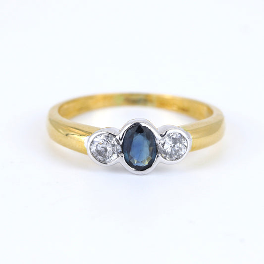 18K White & Yellow Gold 0.25ct Sapphire & Diamond Ring