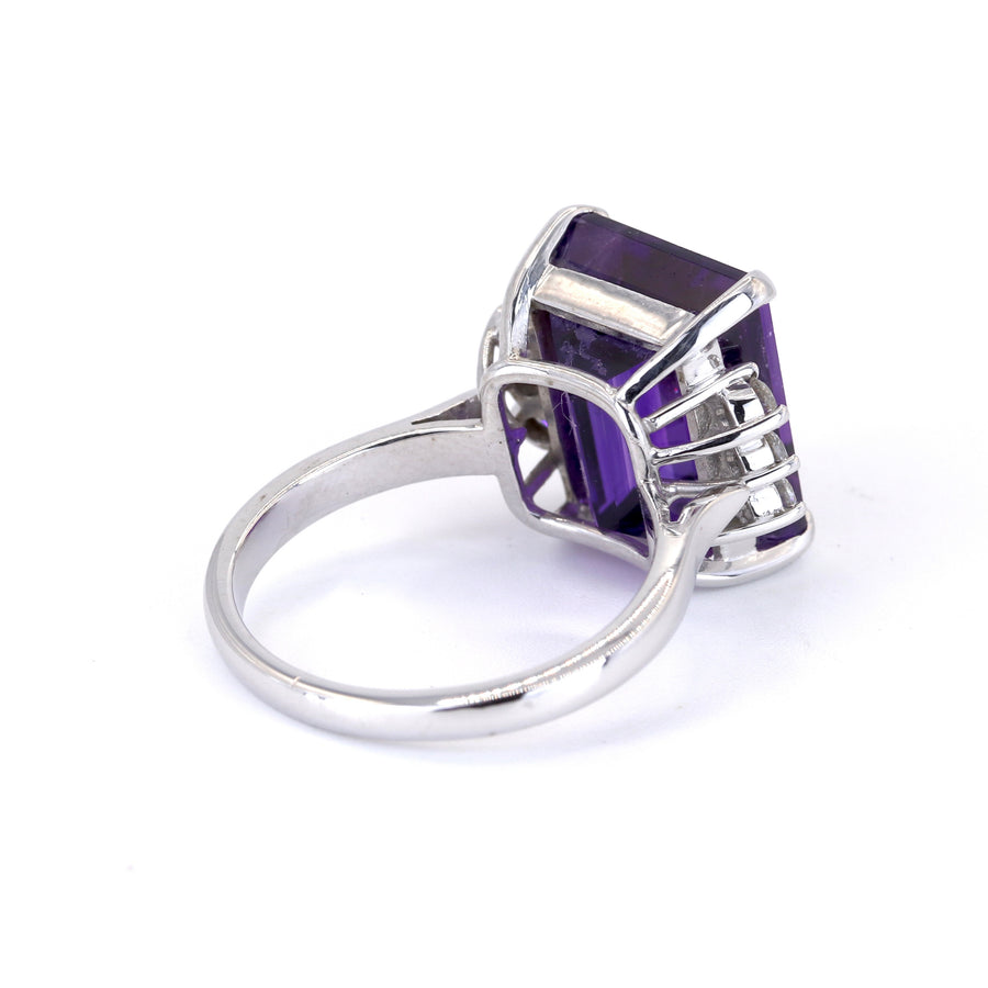 18K White Gold 4.03ct Amethyst & Diamond Ring – Pre-Loved