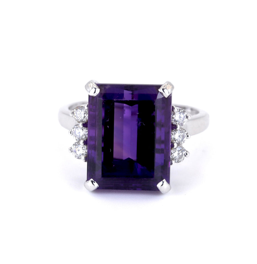 18K White Gold 4.03ct Amethyst & Diamond Ring