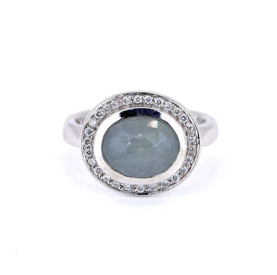 18K White Gold 1.80ct Moonstone & Diamond Ring – Pre-Loved