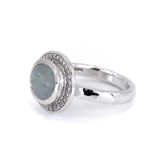 18K White Gold 1.80ct Moonstone & Diamond Ring