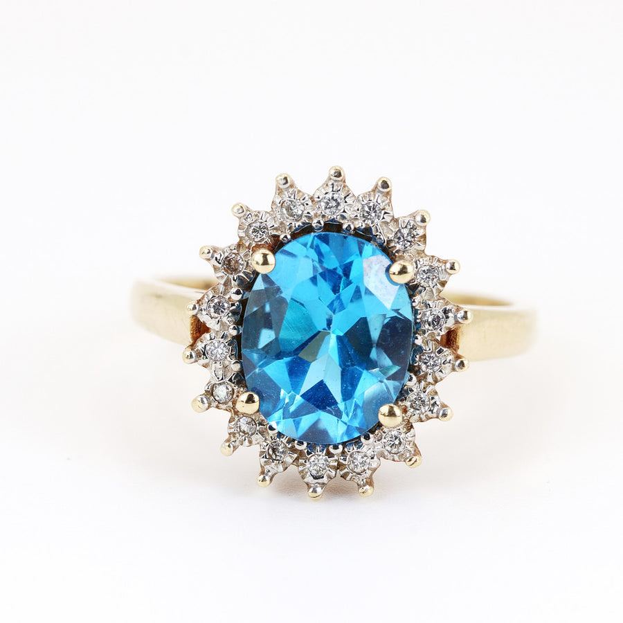 14K Yellow Gold Topaz & Diamond Ring