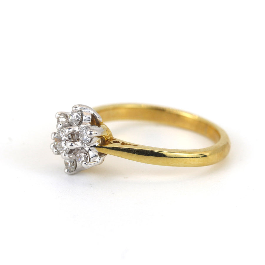 UK Hallmarked 18K White & Yellow Gold 0.11ct Diamond Ring – Pre-Loved