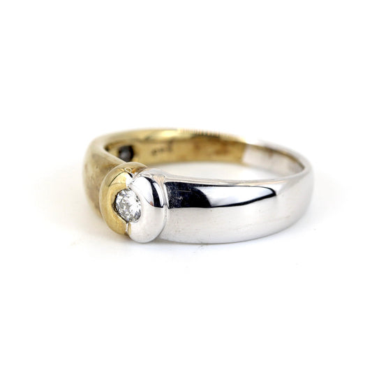 9K White & Yellow Gold 0.07ct Diamond Ring