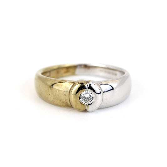 9K White & Yellow Gold 0.07ct Diamond Ring