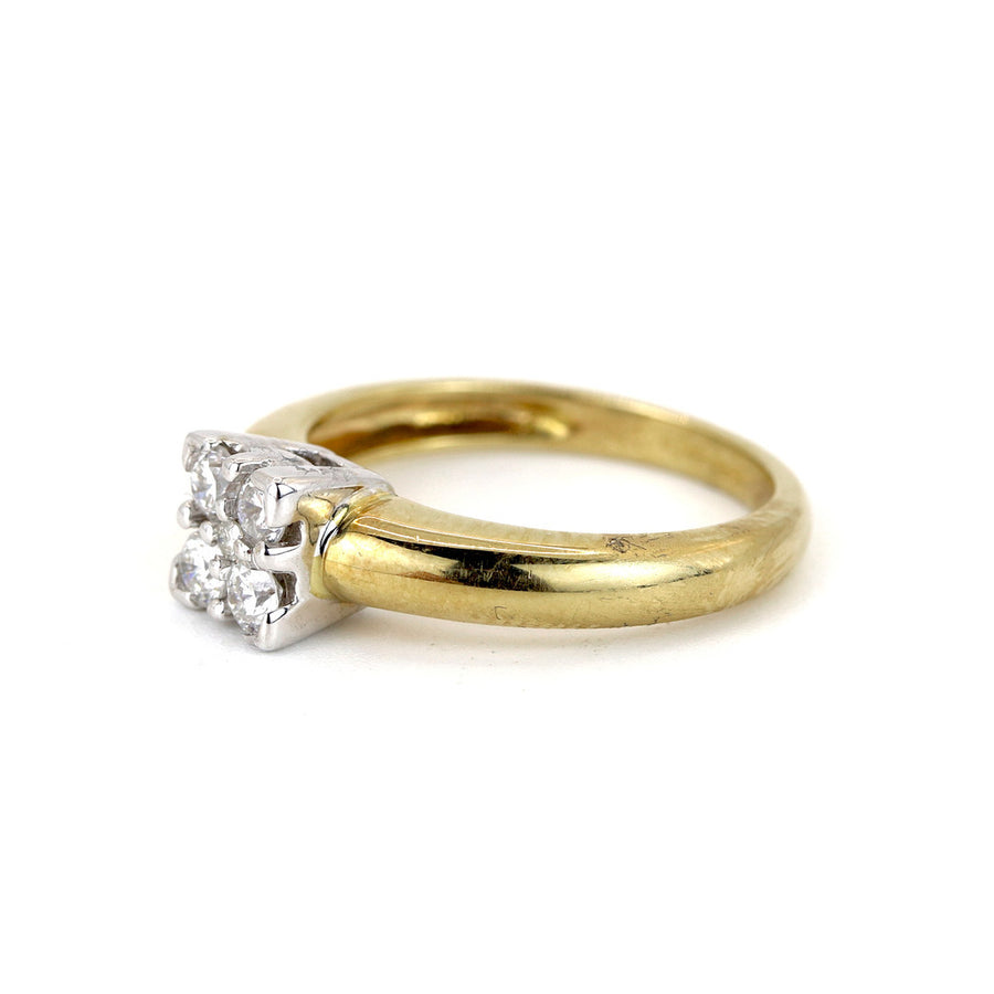 UK Hallmarked 18K White & Yellow Gold Diamond Ring – Pre-Loved