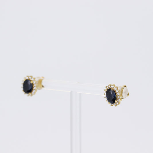 18K Gold 0.80ct Sapphire & Diamond Earrings