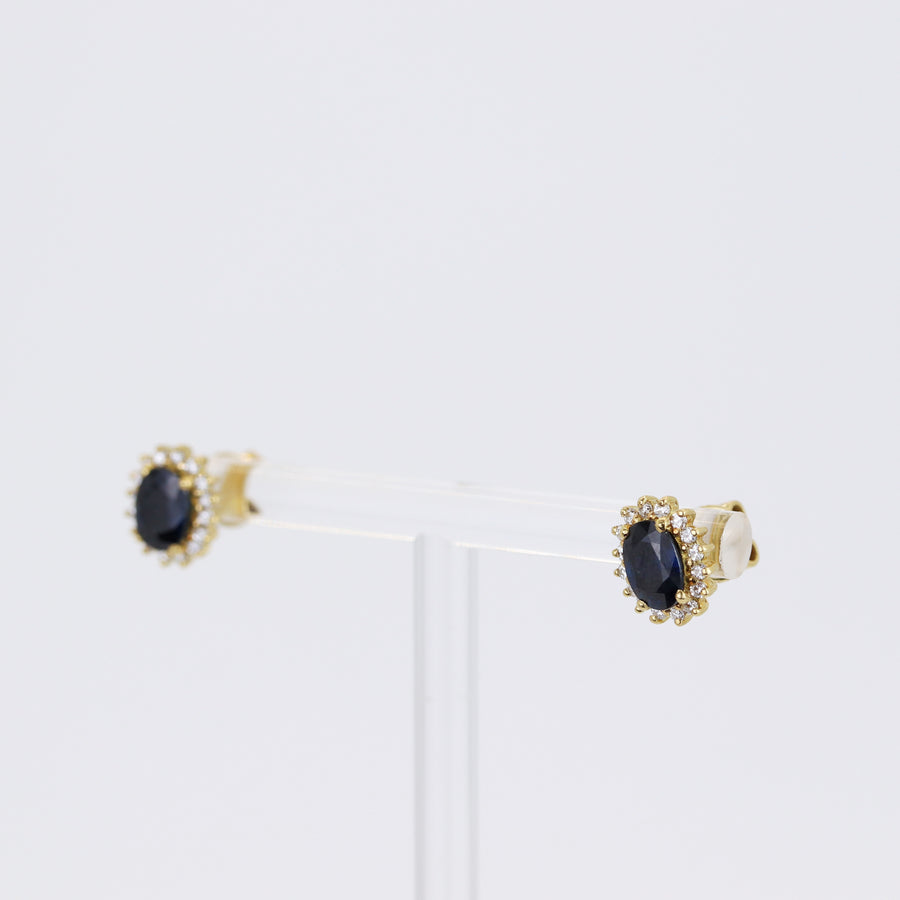 18K Gold 0.80ct Sapphire & Diamond Earrings – Pre-Loved