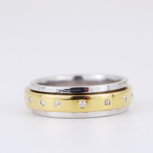 18K White & Yellow Gold 0.15ct Diamond Band