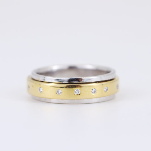 18K White & Yellow Gold 0.15ct Diamond Band