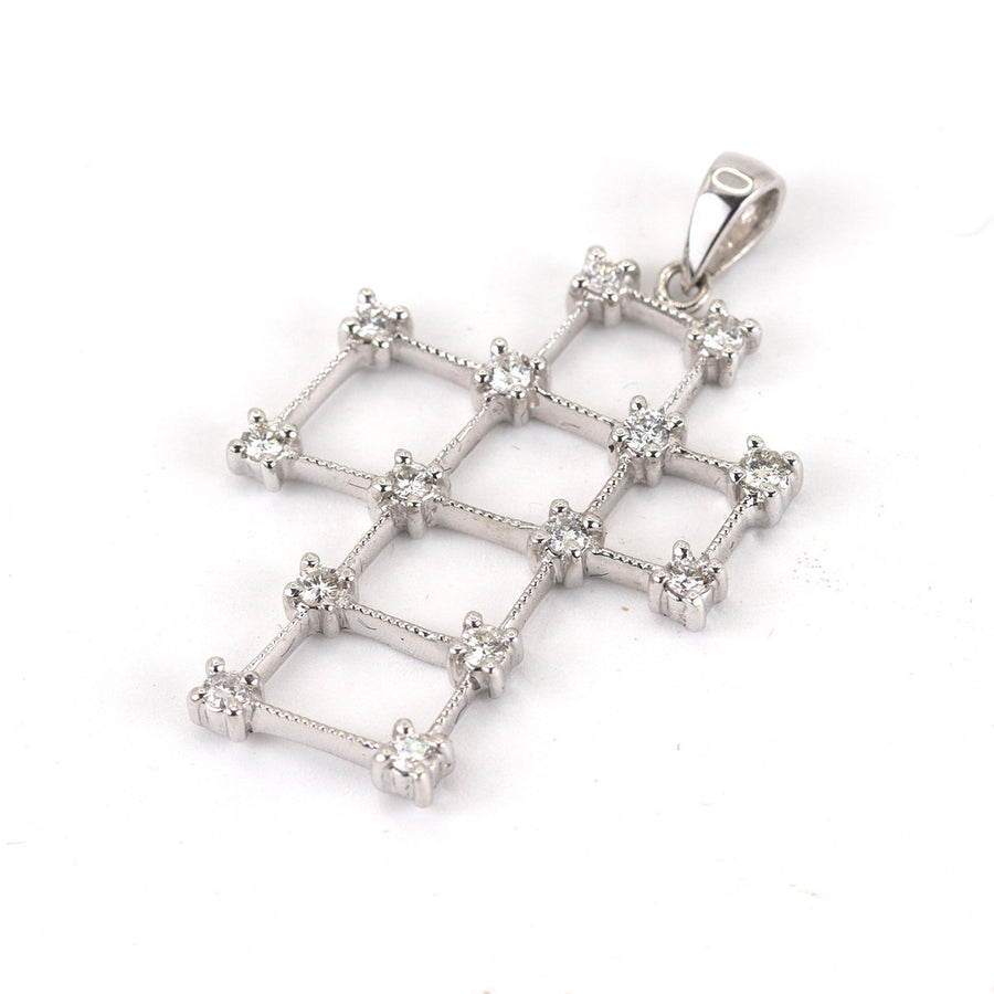 18K White Gold 0.28ct Diamond Cross Pendant