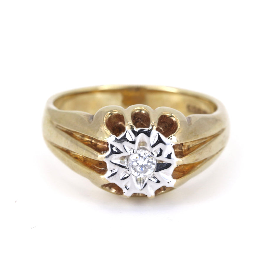 9K White & Yellow Gold 0.15ct Diamond Ring