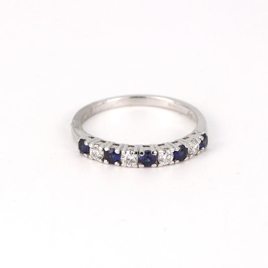 Uk Hallmarked 18K White Gold Gemstone & Diamond Ring