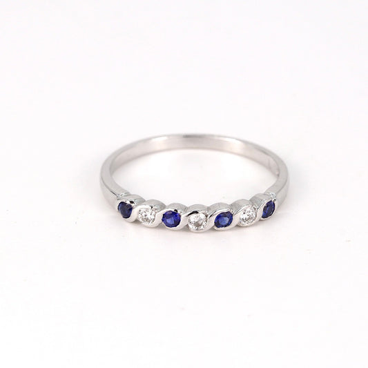 Uk Hallmarked 18K White Gold Gemstone & Diamond Ring